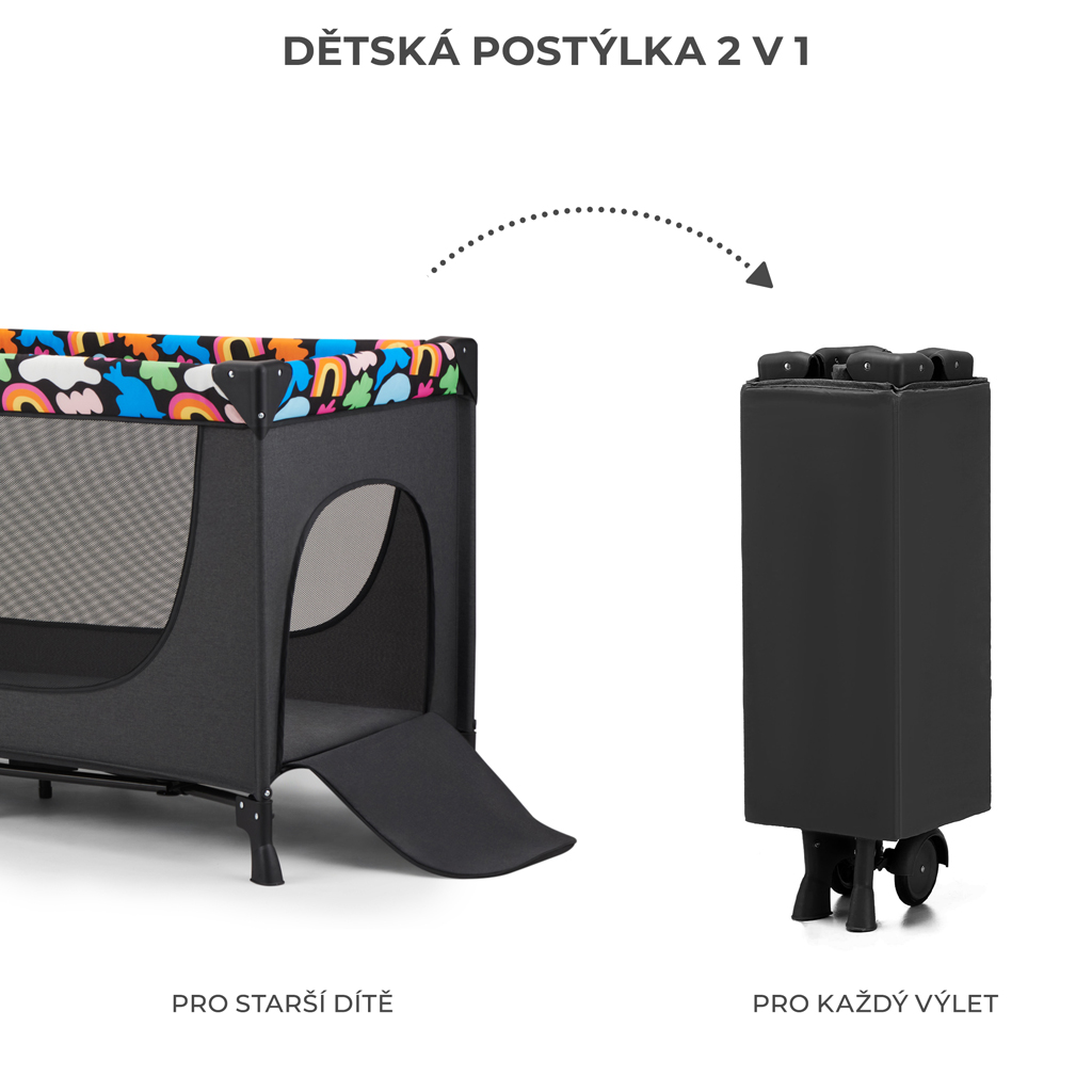 KINDERKRAFT Postýlka cestovní Joy 2 Happy shapes