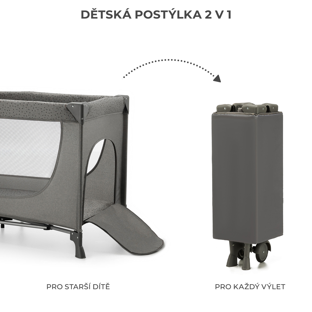 KINDERKRAFT Postýlka cestovní Joy 2 Dark grey