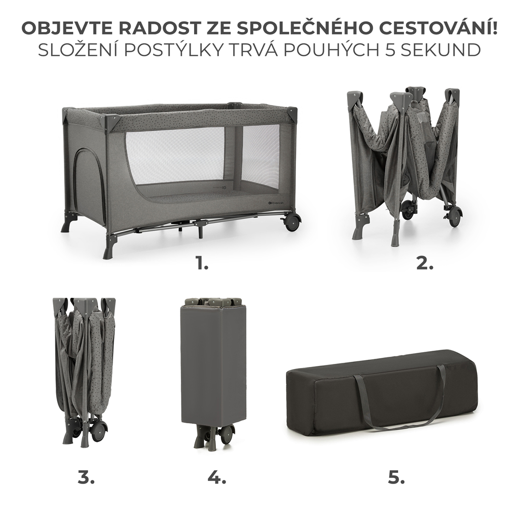 KINDERKRAFT Postýlka cestovní Joy 2 Dark grey