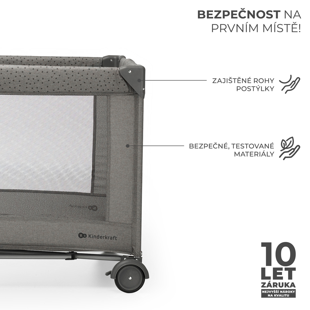 KINDERKRAFT Postýlka cestovní Joy 2 Dark grey