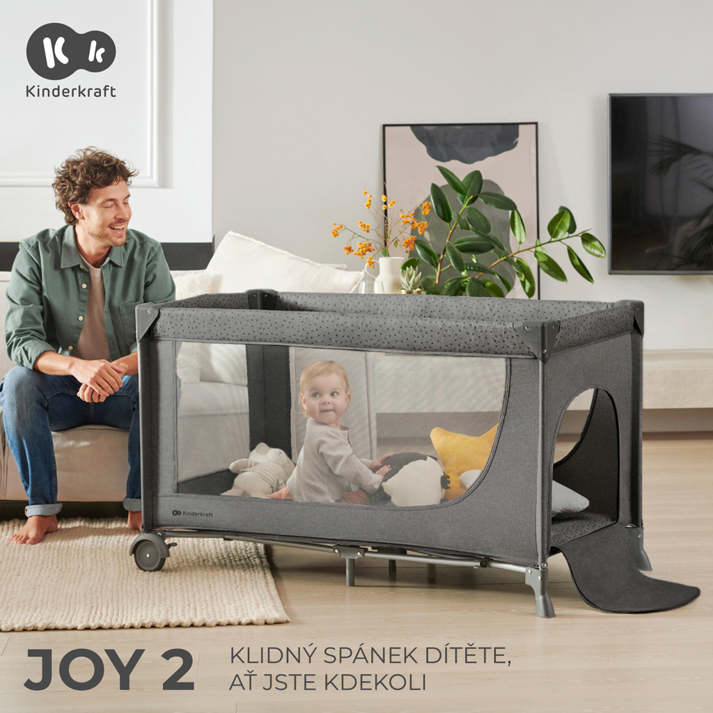 KINDERKRAFT Postýlka cestovní Joy 2 Dark grey