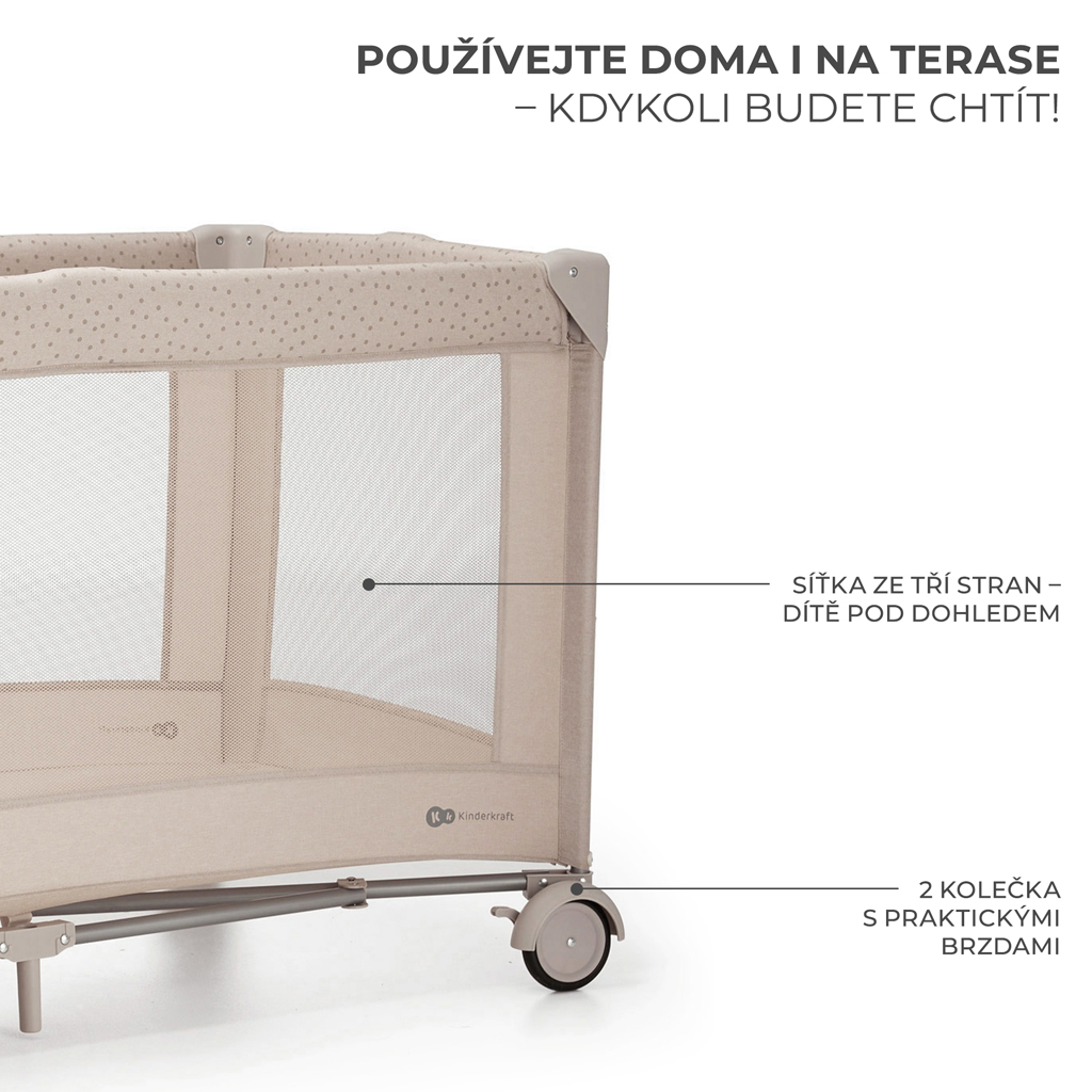 KINDERKRAFT Postýlka cestovní Joy 2 Beige