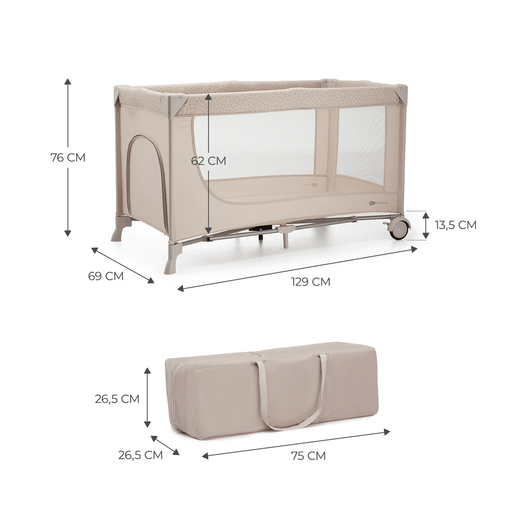 KINDERKRAFT Postýlka cestovní Joy 2 Beige
