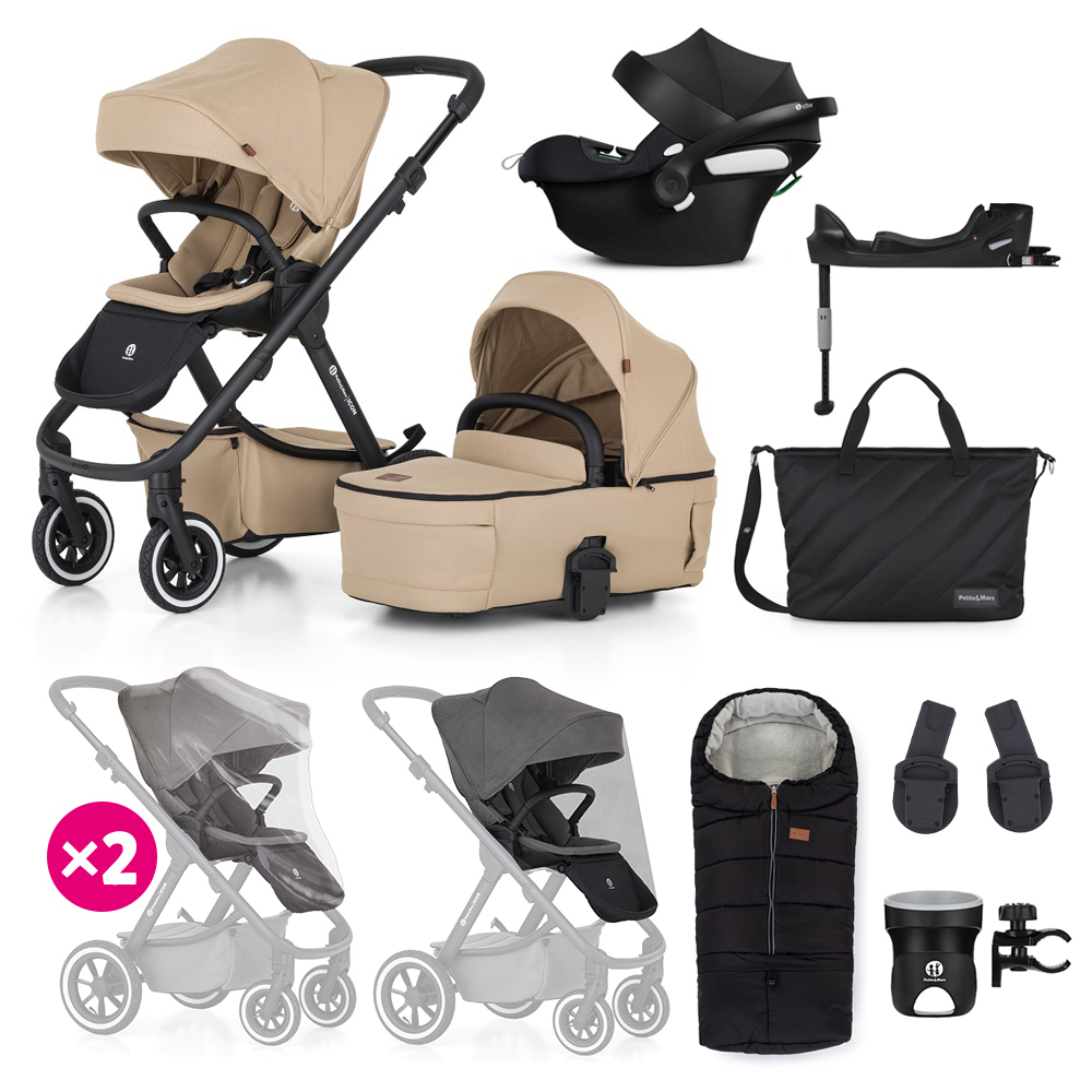 PETITE&amp;MARS SET Kočík 4v1 ICON Mocha Beige XXL AIR + CBX By CYBEX Aton B2 i-Size