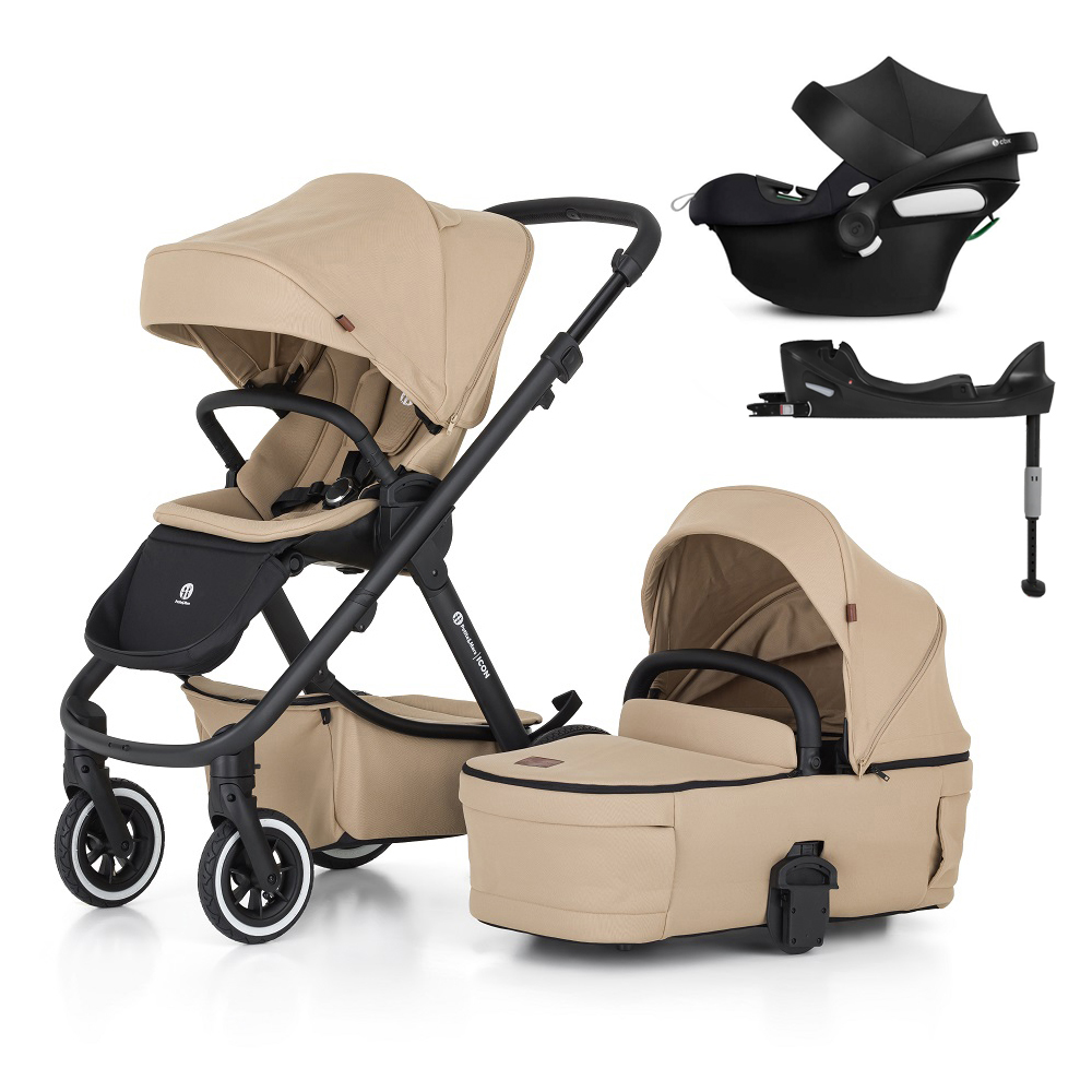 PETITE&amp;MARS SET Kočík 4v1 ICON Mocha Beige LITE AIR + CBX By CYBEX Aton B2 i-Size
