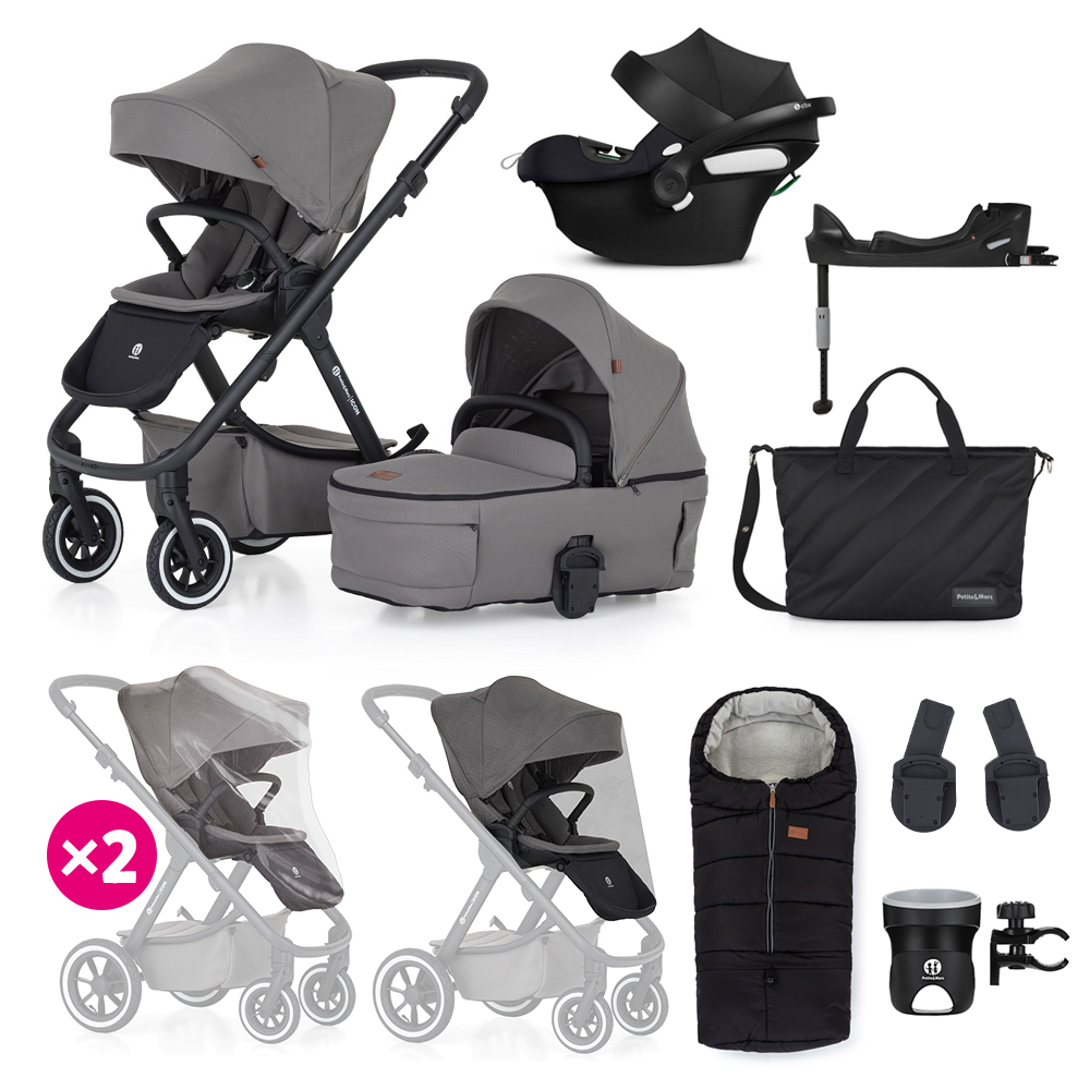 PETITE&amp;MARS SET Kočík 4v1 ICON Dove Grey XXL AIR + CBX By CYBEX Aton B2 i-Size