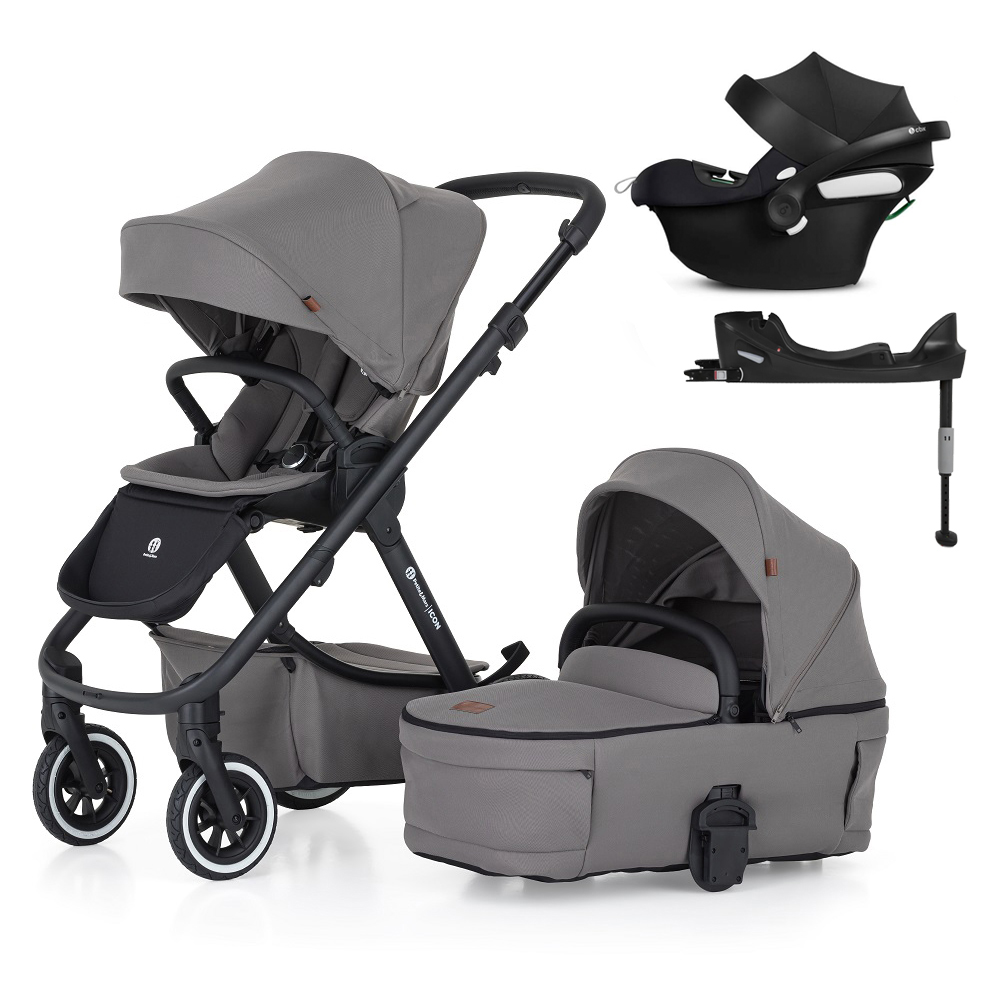 PETITE&amp;MARS SET Kočík 4v1 ICON Dove Grey LITE AIR + CBX By CYBEX Aton B2 i-Size