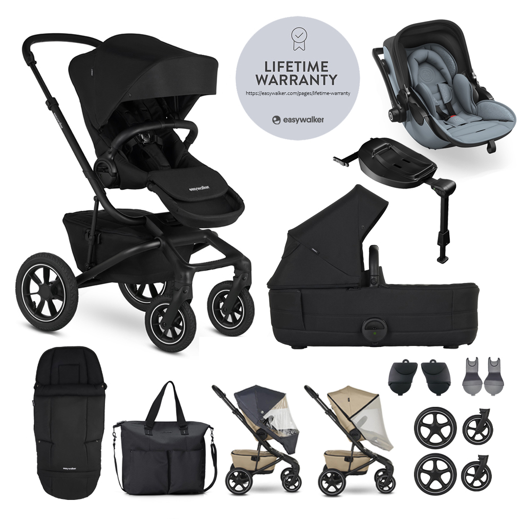 EASYWALKER Set XXL kočárek Jimmey Air Pepper Black + KIDDY Evoluna i-size 2