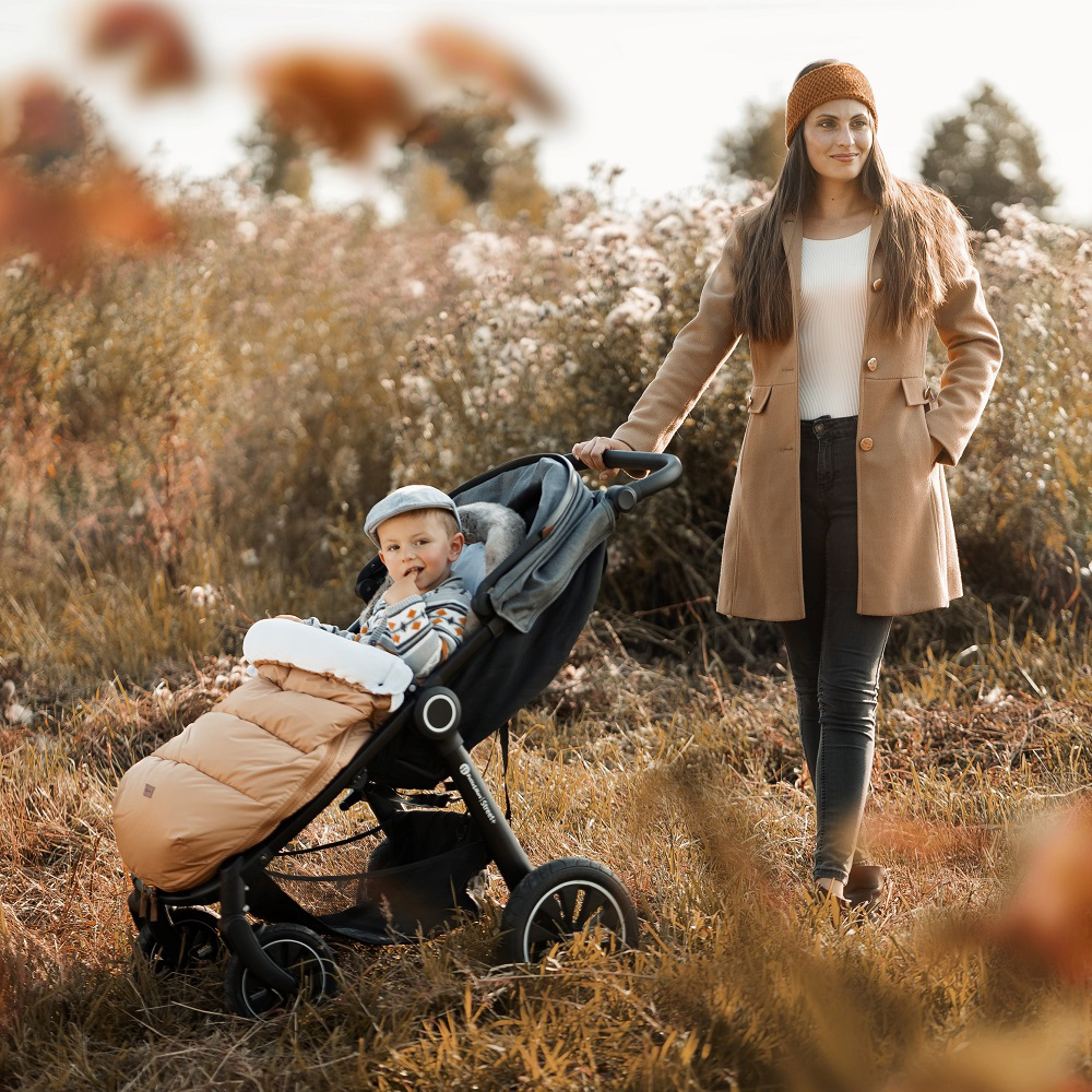 PETITE&amp;MARS Fusak 4v1 Comfy Elegant Caramel + rukávník Jasie Charcoal Grey