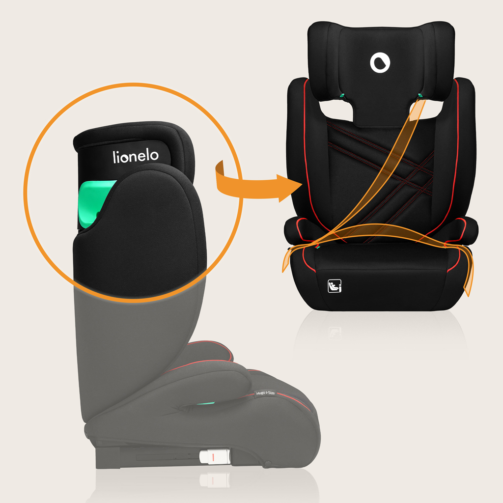 LIONELO Autosedačka Hugo i-Size (100-150 cm) Sporty Black Red