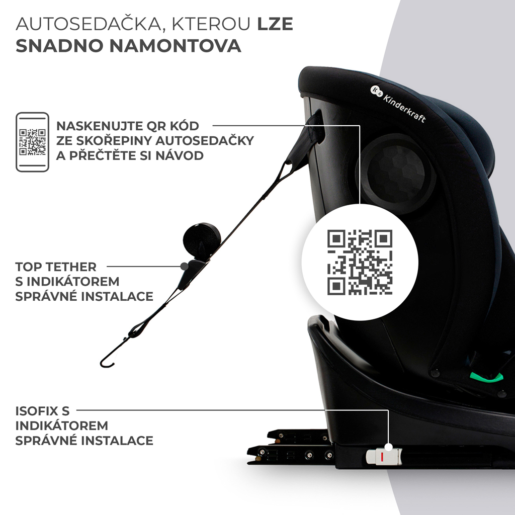 KINDERKRAFT Autosedačka I-Grow i-Size 40-150cm Black