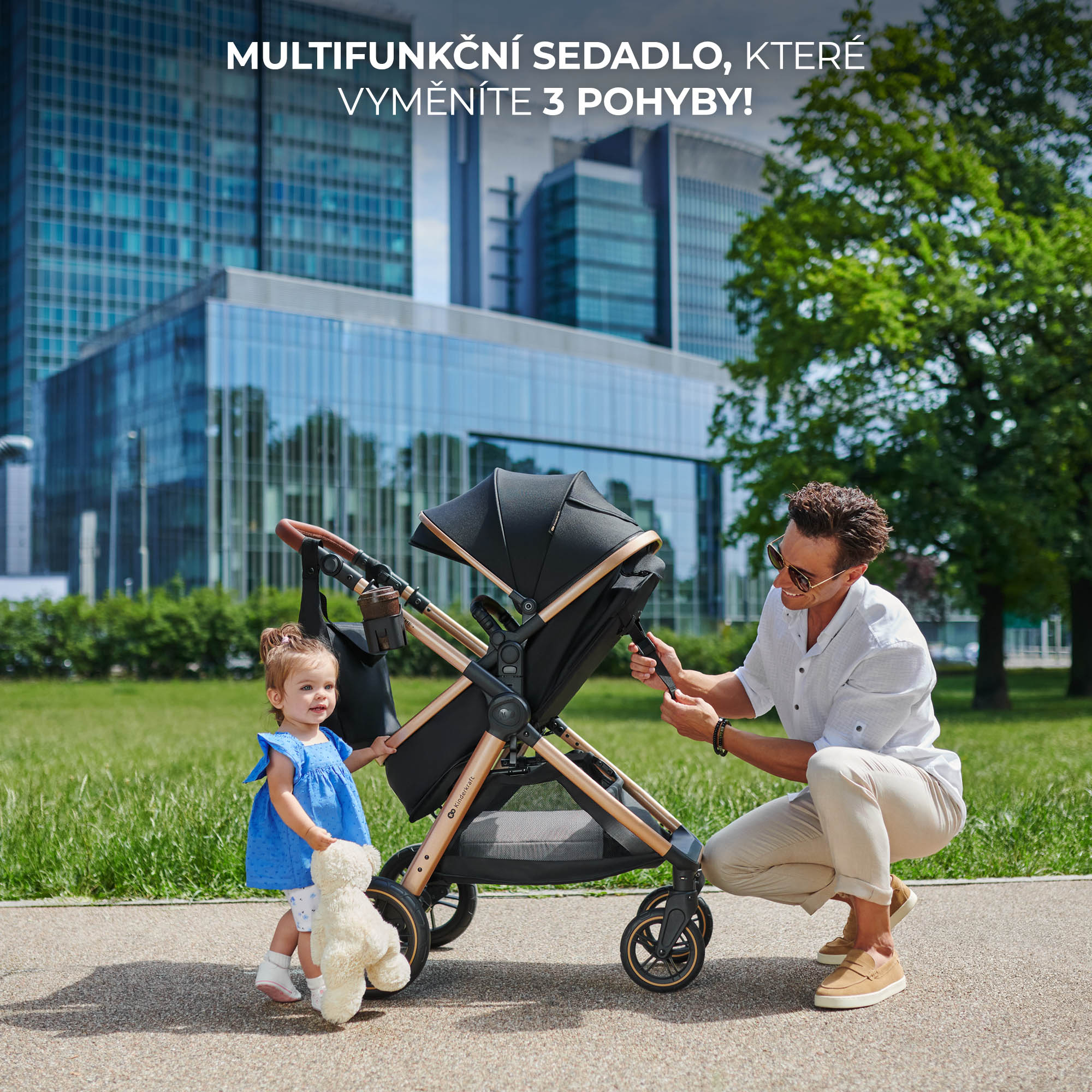 KINDERKRAFT Kočárek kombinovaný 3v1 Esme Pro Sand Beige