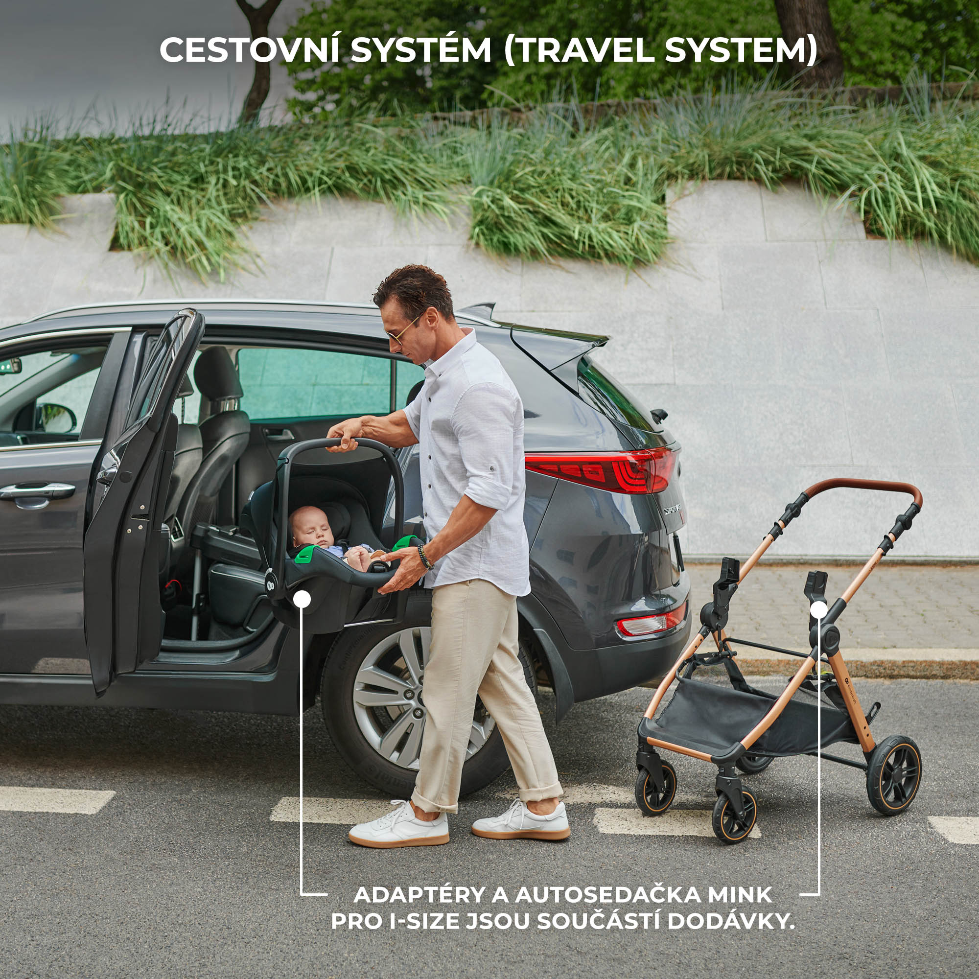 KINDERKRAFT Kočárek kombinovaný 3v1 Esme Pro Sand Beige