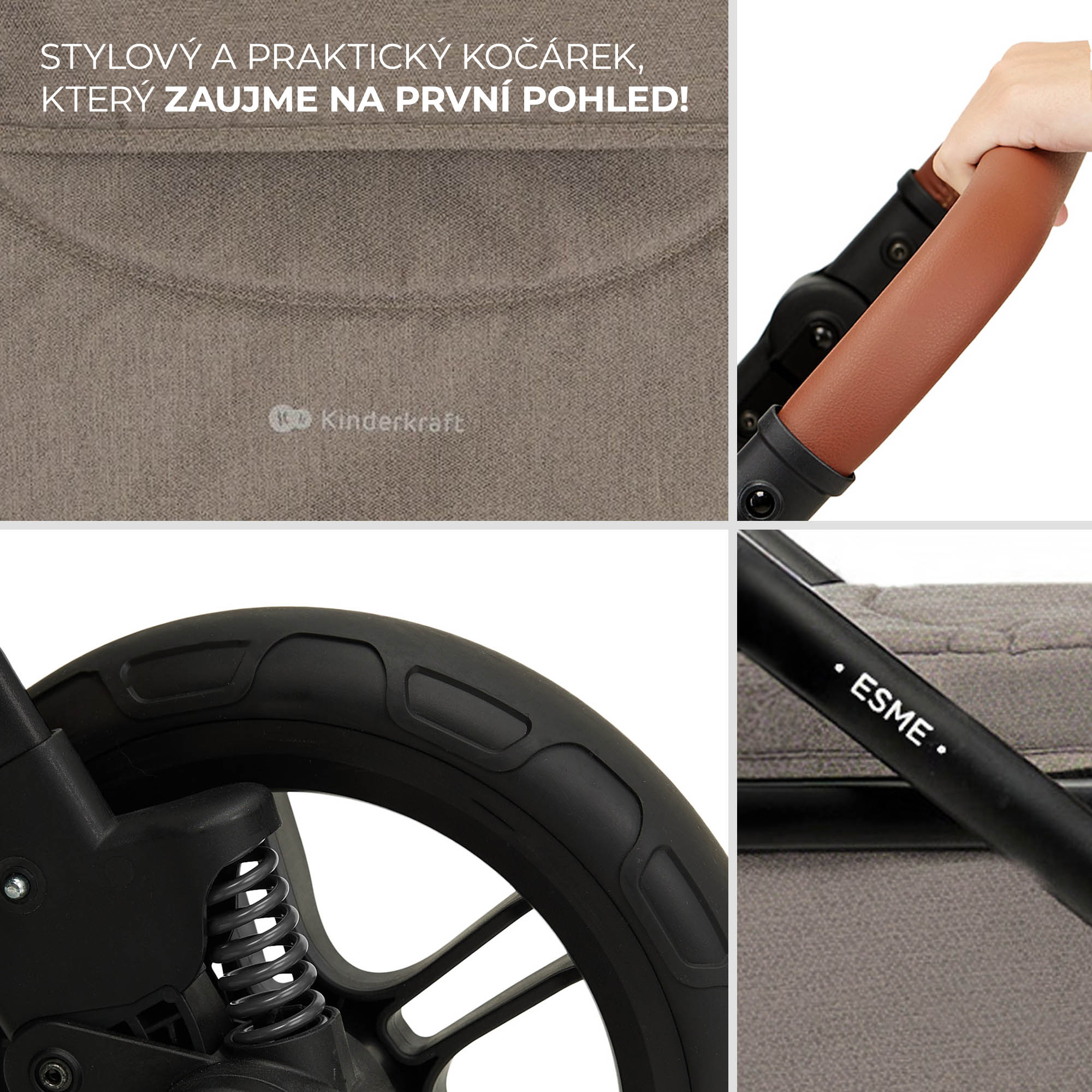 KINDERKRAFT Kočárek kombinovaný 3v1 Esme Pro Sand Beige