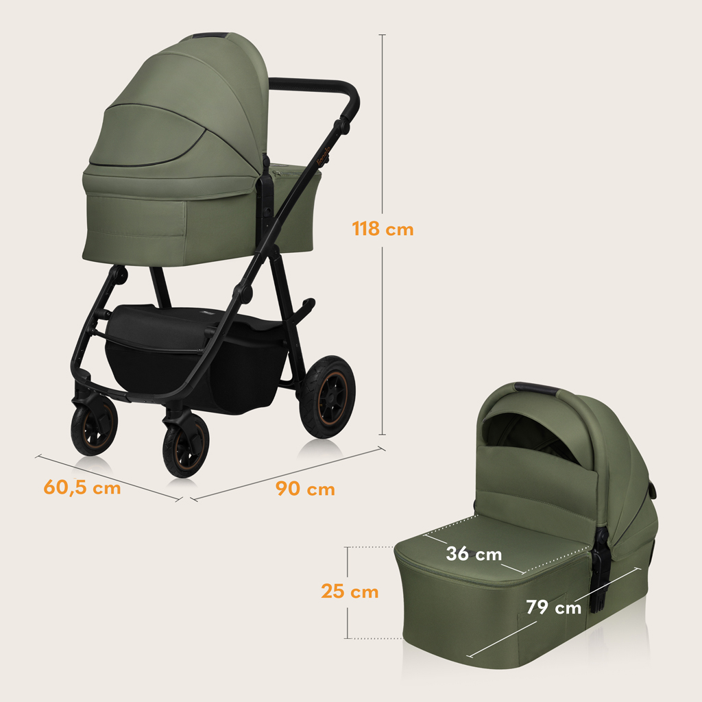 LIONELO Kočárek kombinovaný Amber Plus 3v1 Green Forest
