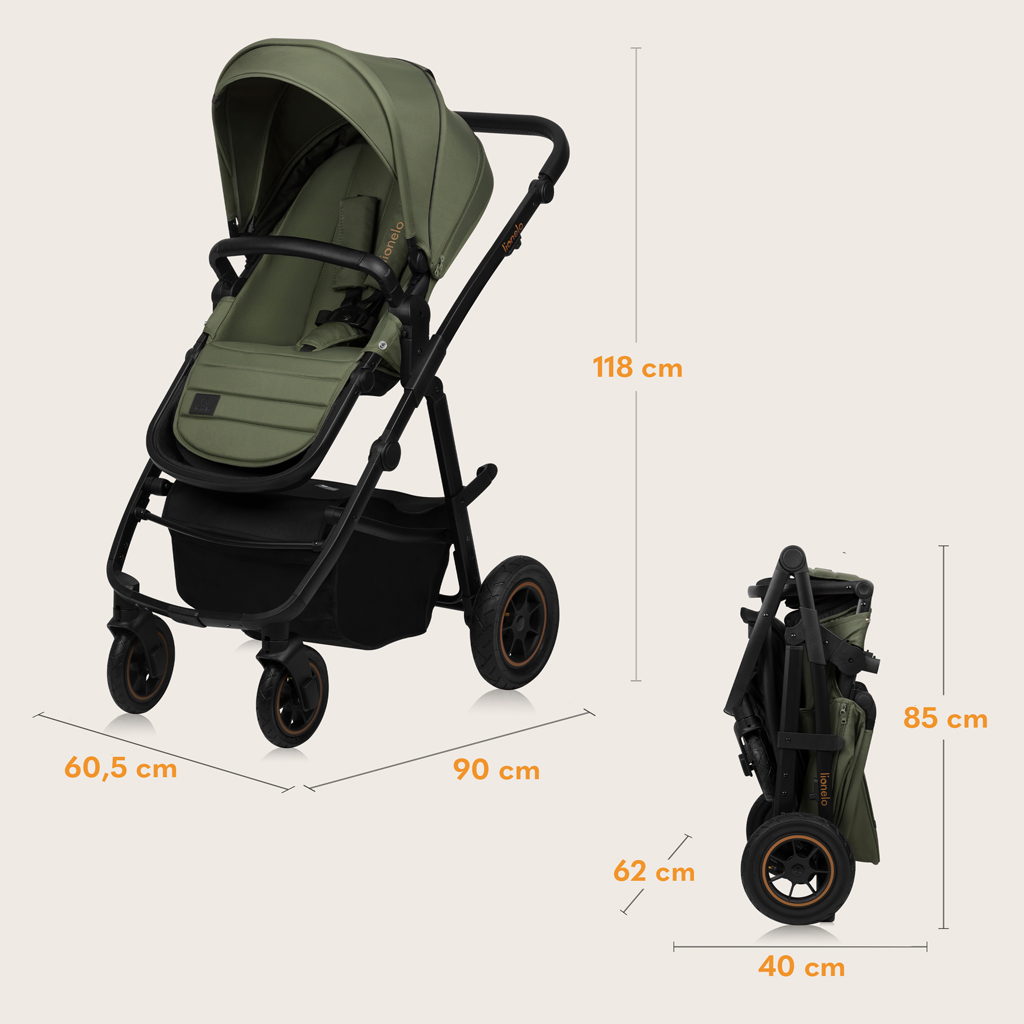 LIONELO Kočárek kombinovaný Amber Plus 3v1 Green Forest