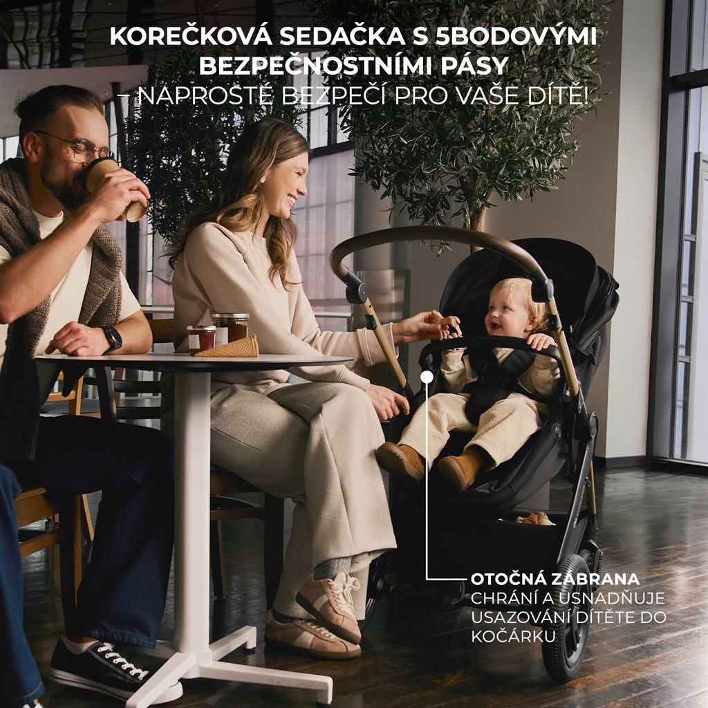 KINDERKRAFT Kočárek kombinovaný 3v1 Moov 2 XL Air Black
