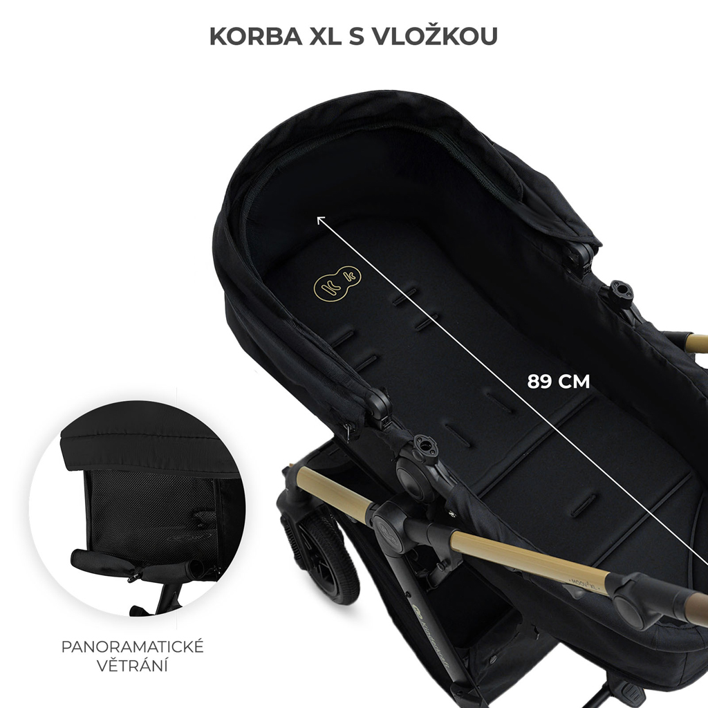 KINDERKRAFT Kočárek kombinovaný 3v1 Moov 2 XL Air Black