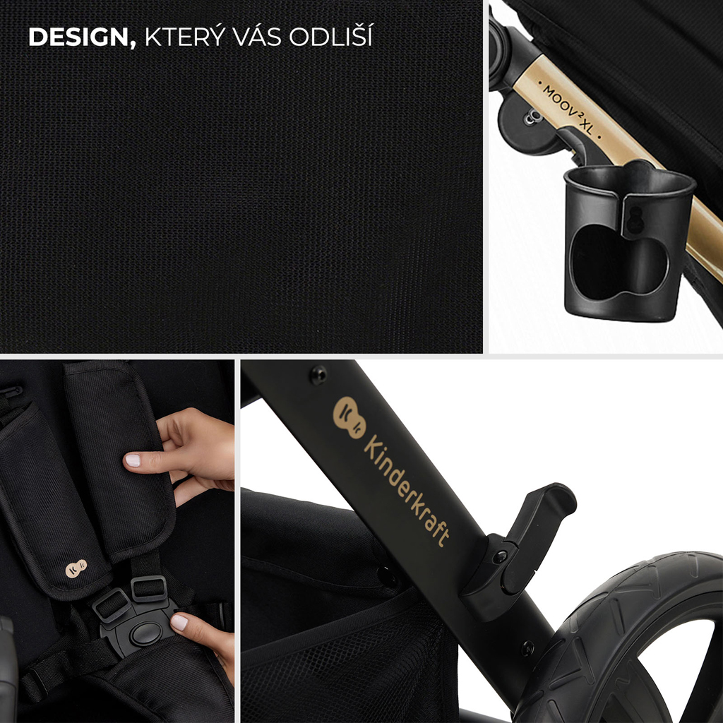 KINDERKRAFT Kočárek kombinovaný 3v1 Moov 2 XL Air Black