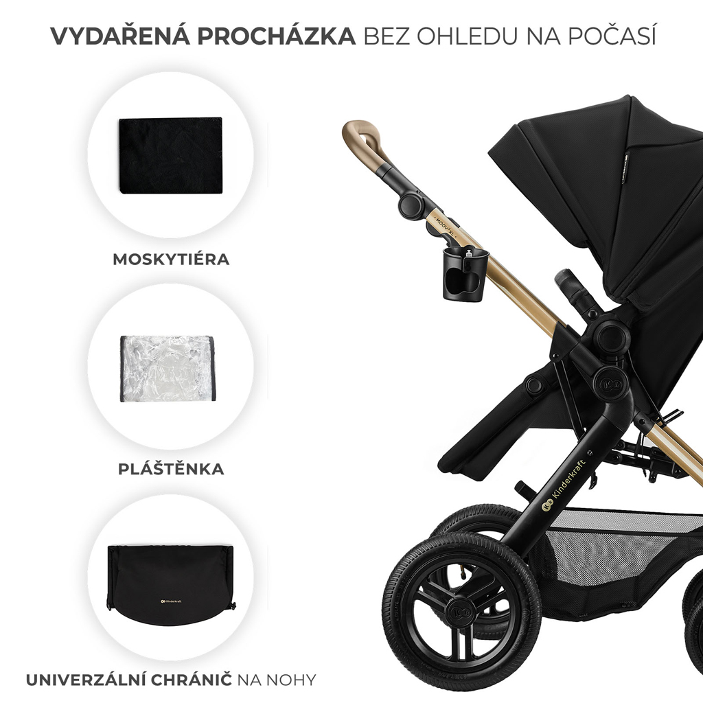 KINDERKRAFT Kočárek kombinovaný 3v1 Moov 2 XL Air Black