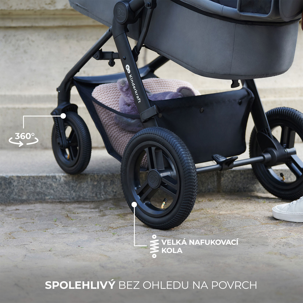 KINDERKRAFT Kočárek kombinovaný 3v1 Moov 2 XL Air Grey