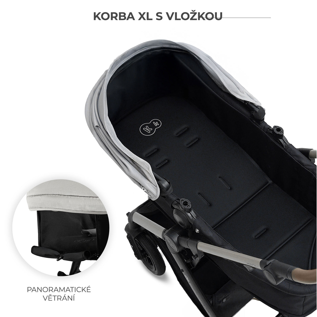 KINDERKRAFT Kočárek kombinovaný 3v1 Moov 2 XL Air Grey