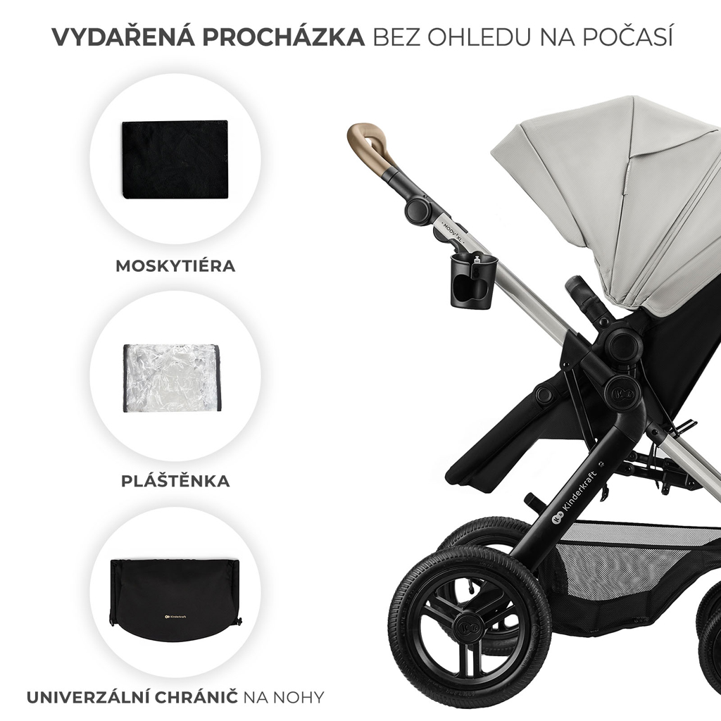 KINDERKRAFT Kočárek kombinovaný 3v1 Moov 2 XL Air Grey