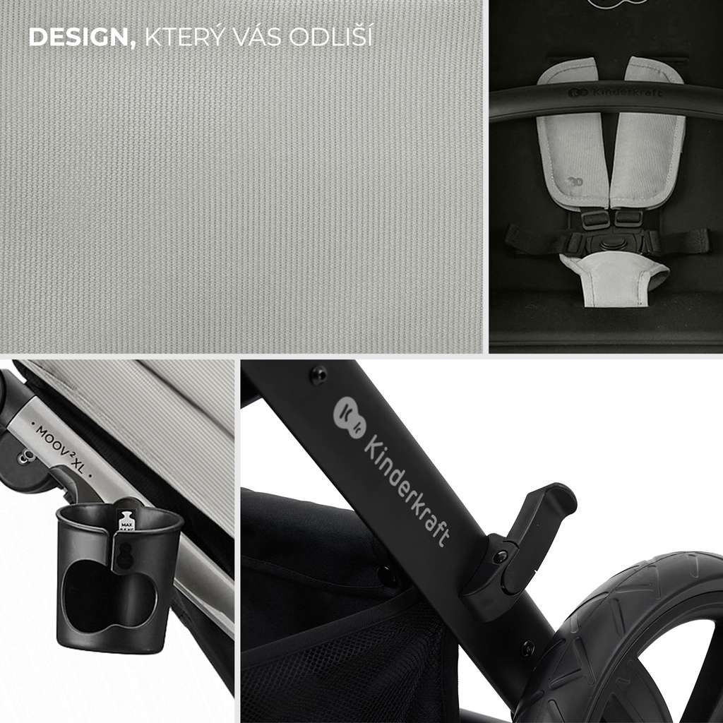KINDERKRAFT Kočárek kombinovaný 3v1 Moov 2 XL Air Grey